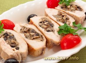 Куриное филе, фаршированное грибами
